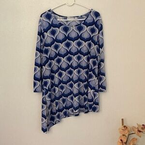 Susan Graver Blue and White Geometric Tunic